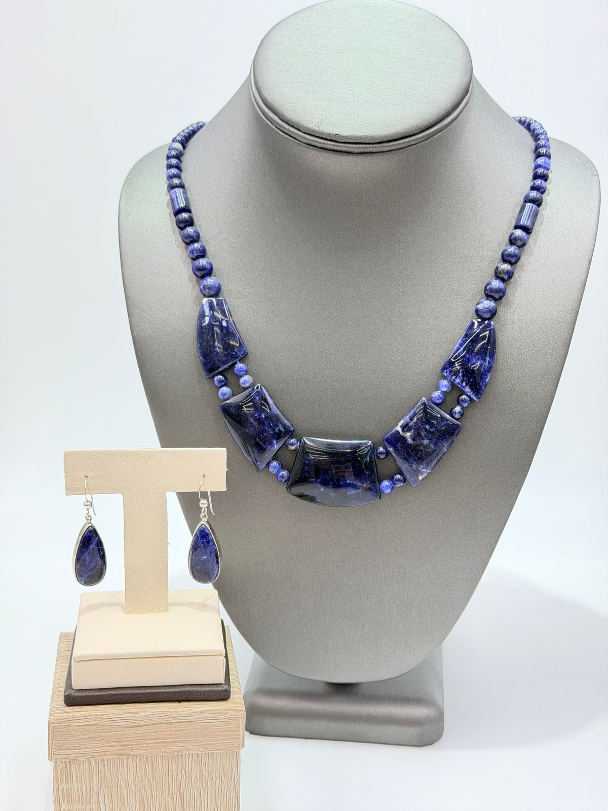 Jay King Sterling Silver Sodalite Necklace Earrings Set