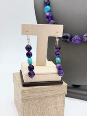 Jay King Sterling Silver Amethyst & Turquoise Beaded Necklace Earrings Set