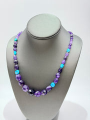 Jay King Sterling Silver Amethyst & Turquoise Beaded Necklace Earrings Set