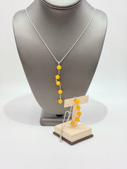 Jade of Yesteryear Sterling Silver Yellow Jade Beaded Adjustable Necklace Bracelet Set