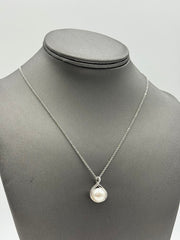 Honora Sterling Silver Solitaire Pearl & Cubic Zirconia Necklace. 18"