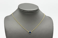 Joya Sterling Silver Deco Crushed Blue Diamond Round Pendant Necklace, 18"