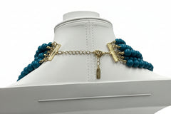 BaubleBar Bold Round Blue Beaded Multi-Strand Necklace 19"+3" GoldTone