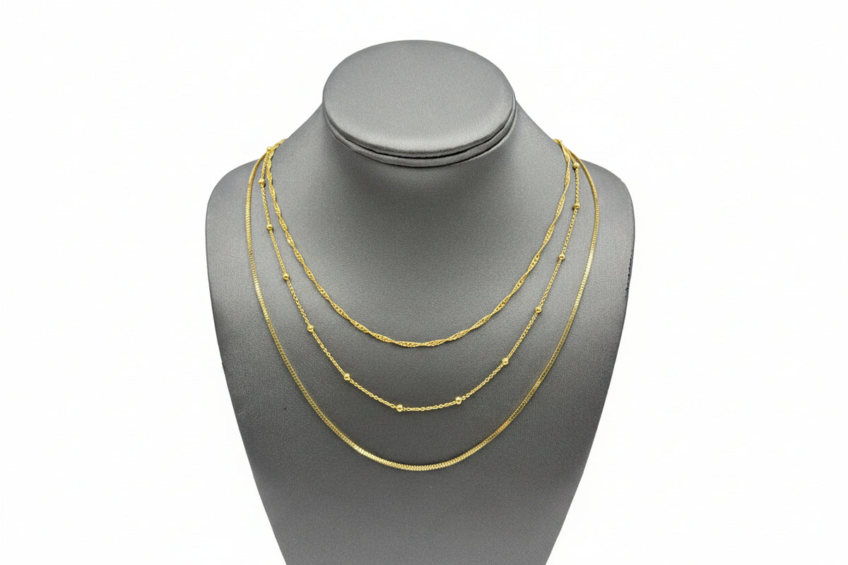 UltraFine 950 Silver Gold Tone Set of 3 Necklaces with Magnet Clasp