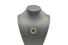 Opaque Moonstone Goldclad Sterling Silver Circle Pendant with Chain 18"