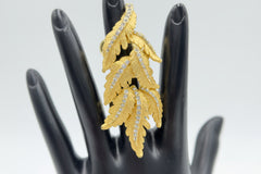 RFM Goldtone Crystal Leaf-Design Knuckle Ring, Size 6