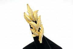 RFM Goldtone Crystal Leaf-Design Knuckle Ring, Size 6