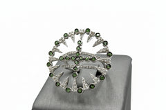 Rarities Sterling Silver Tsavorite & White Zircon Open Design Ring Size 6