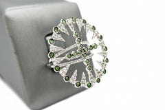 Rarities Sterling Silver Tsavorite & White Zircon Open Design Ring Size 6