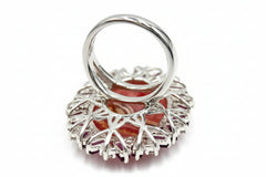 Rarities Sterling Silver Rhodochrosite & Rhodolite Cocktail Ring Size 6