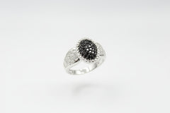 HSN Sterling Silver .25ctw Black Diamond Oval Cluster Ring, Size 6