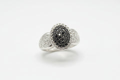 HSN Sterling Silver .25ctw Black Diamond Oval Cluster Ring, Size 6
