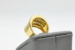 Absolute Sterling Silver Goldclad Cz Baguette & Round Multi-Row Saddle Ring, Size 6