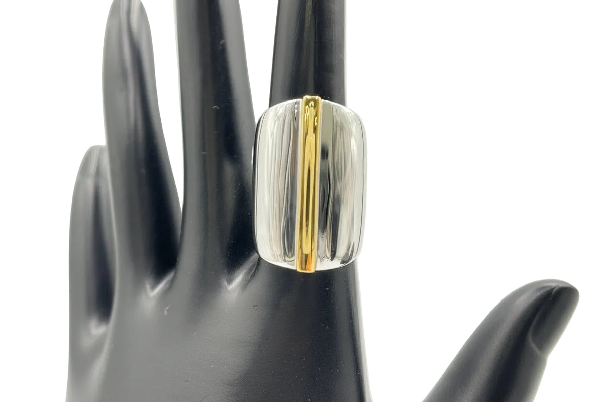 ELLE Sterling Silver and GoldPlated TwoTone Dome Ring, Size 5