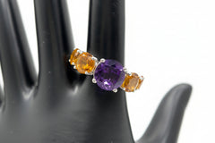 Colleen Lopez Sterling Silver African Amethyst & Citrine Ring, Size 8