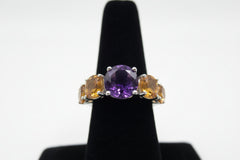 Colleen Lopez Sterling Silver African Amethyst & Citrine Ring, Size 8