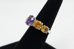 Colleen Lopez Sterling Silver African Amethyst & Citrine Ring, Size 8