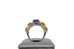 Colleen Lopez Sterling Silver African Amethyst & Citrine Ring, Size 8