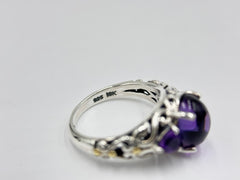 Artisan Crafted Sterling Silver Three Amethyst Stone Ring 2.45cttw, Size 5