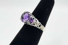 Artisan Crafted Sterling Silver Three Amethyst Stone Ring 2.45cttw, Size 5