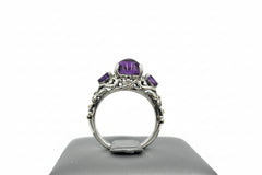 Artisan Crafted Sterling Silver Three Amethyst Stone Ring 2.45cttw, Size 5