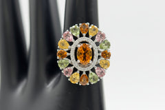 Colleen Lopez Sterling Silver Citrine and Multi Tourmaline Ring, Size 7