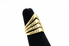 Gold tone Bronze Polished Chevron Design 4-Row Tapered Band Ring by Bronzo Italia, Size 5