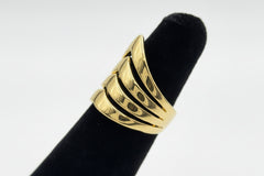 Gold tone Bronze Polished Chevron Design 4-Row Tapered Band Ring by Bronzo Italia, Size 5