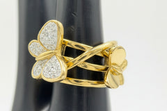 QVC Goldtone Stainless Steel Crystal Butterfly Band Ring Size 5