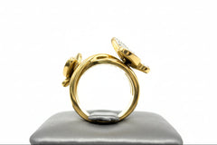 QVC Goldtone Stainless Steel Crystal Butterfly Band Ring Size 5