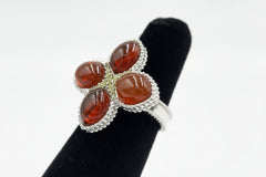 Generation Gems Sterling Silver Flower Cabochon Gemstone Ring, Size 10