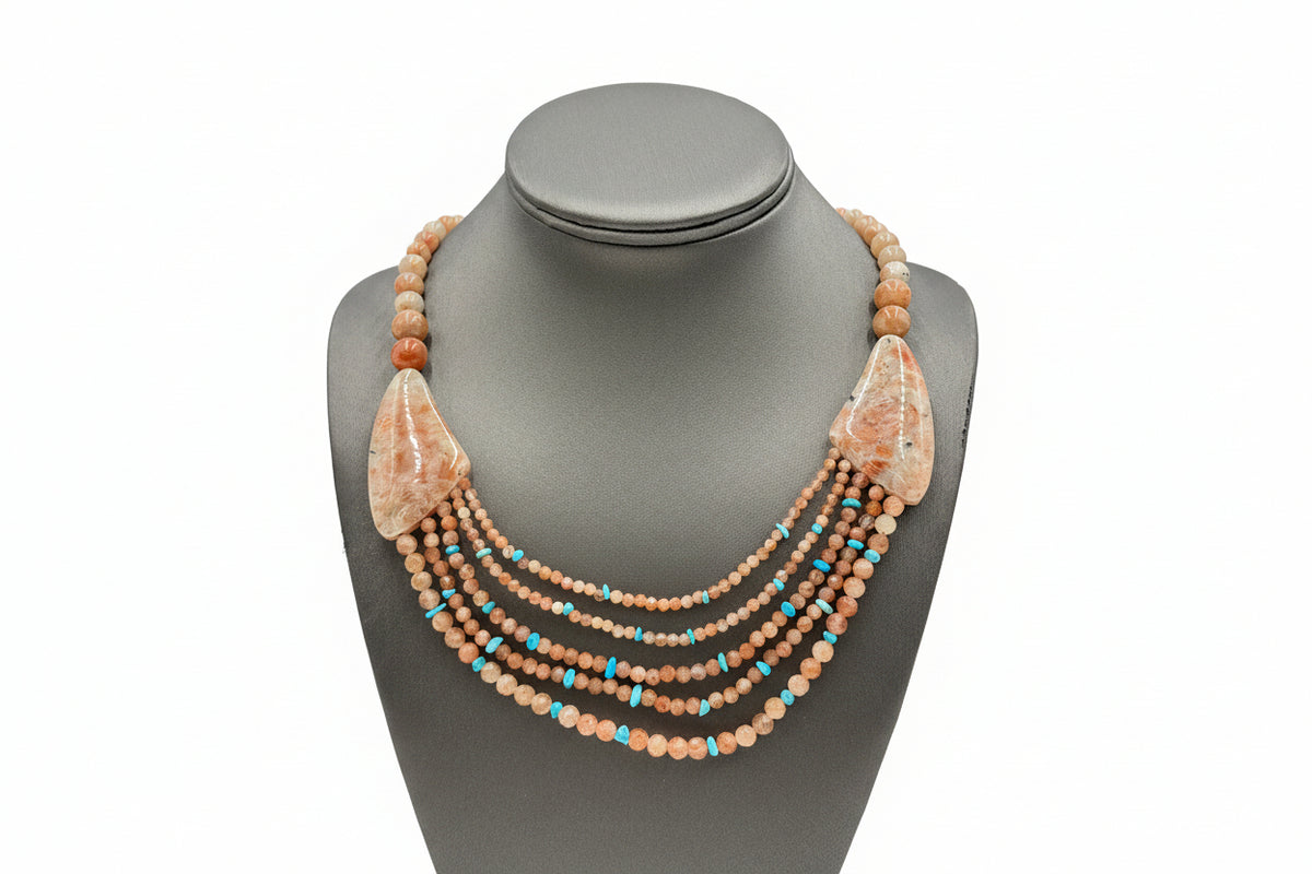 Jay King Sterling Silver Sunstone & Turquoise Bead Necklace – 18"