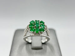 Colleen Lopez Sterling Silver Emerald & White Topaz Ring, Size 5