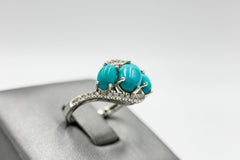 Colleen Lopez Sterling Silver Turquoise and White Zircon Ring, Size 5