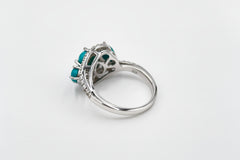 Colleen Lopez Sterling Silver Turquoise and White Zircon Ring, Size 5