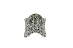 Colleen Lopez Sterling Silver Marcasite Wave Ring, Size 6
