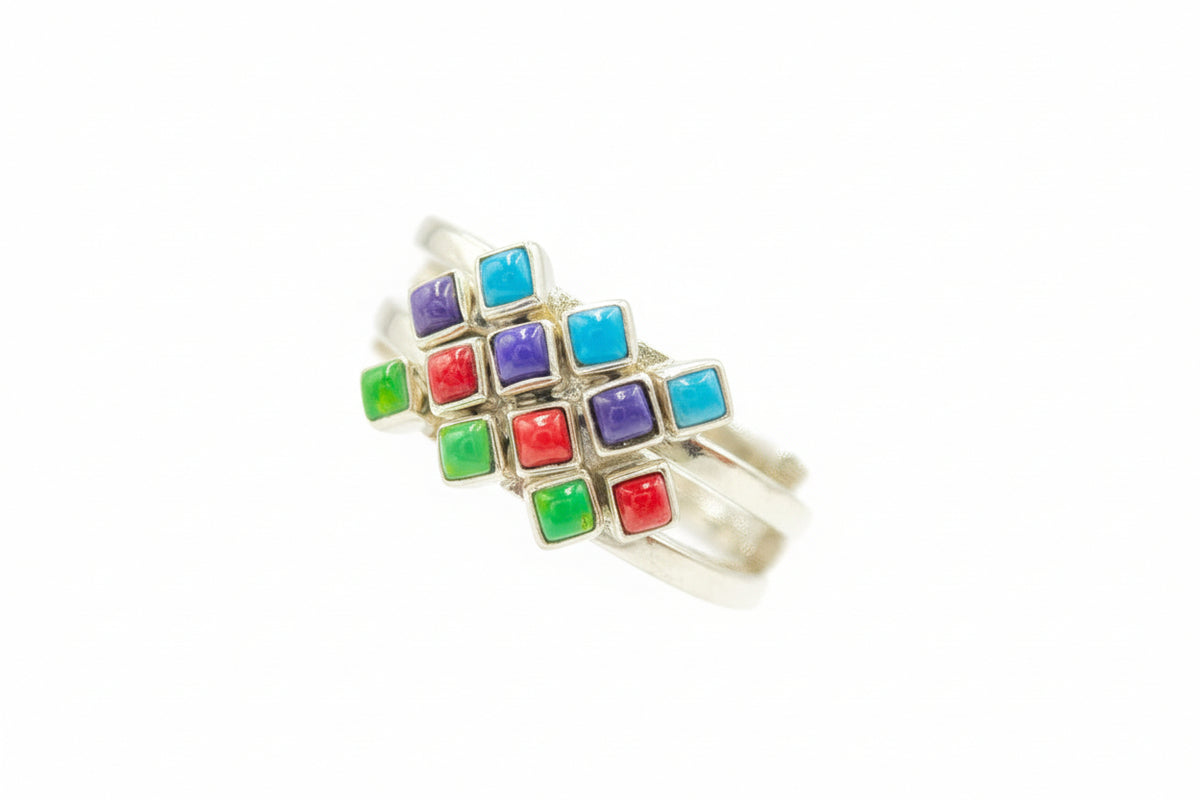 Jay King Sterling Silver 4piece Multicolor Turquoise and Coral Ring Set, Size 10
