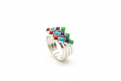 Jay King Sterling Silver 4piece Multicolor Turquoise and Coral Ring Set, Size 10