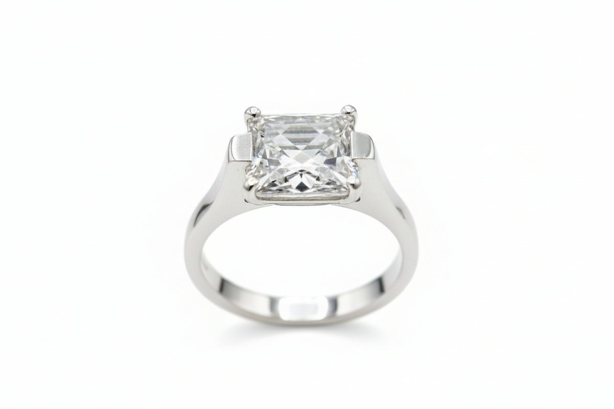 Absolute Sterling Silver Heirloom Collection French-Cut Solitaire Ring, Size 10