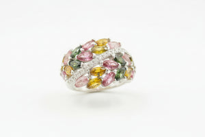 Colleen Lopez Sterling Silver Marquise-Cut Tourmaline & Diamond Ring, Size 6