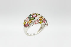 Colleen Lopez Sterling Silver Marquise-Cut Tourmaline & Diamond Ring, Size 6