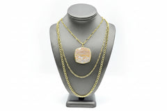Connie Craig Carroll Jenna Gemstone Convertible Necklace Ocean Agate Goldtone