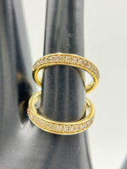 Rarities Champagne Diamond Split Shank Ring Size 7 Sterling Silver Gold Plated