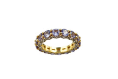 Rarities Sterling Silver Gold-clad Tanzanite & White Zircon Band Ring, Size 6