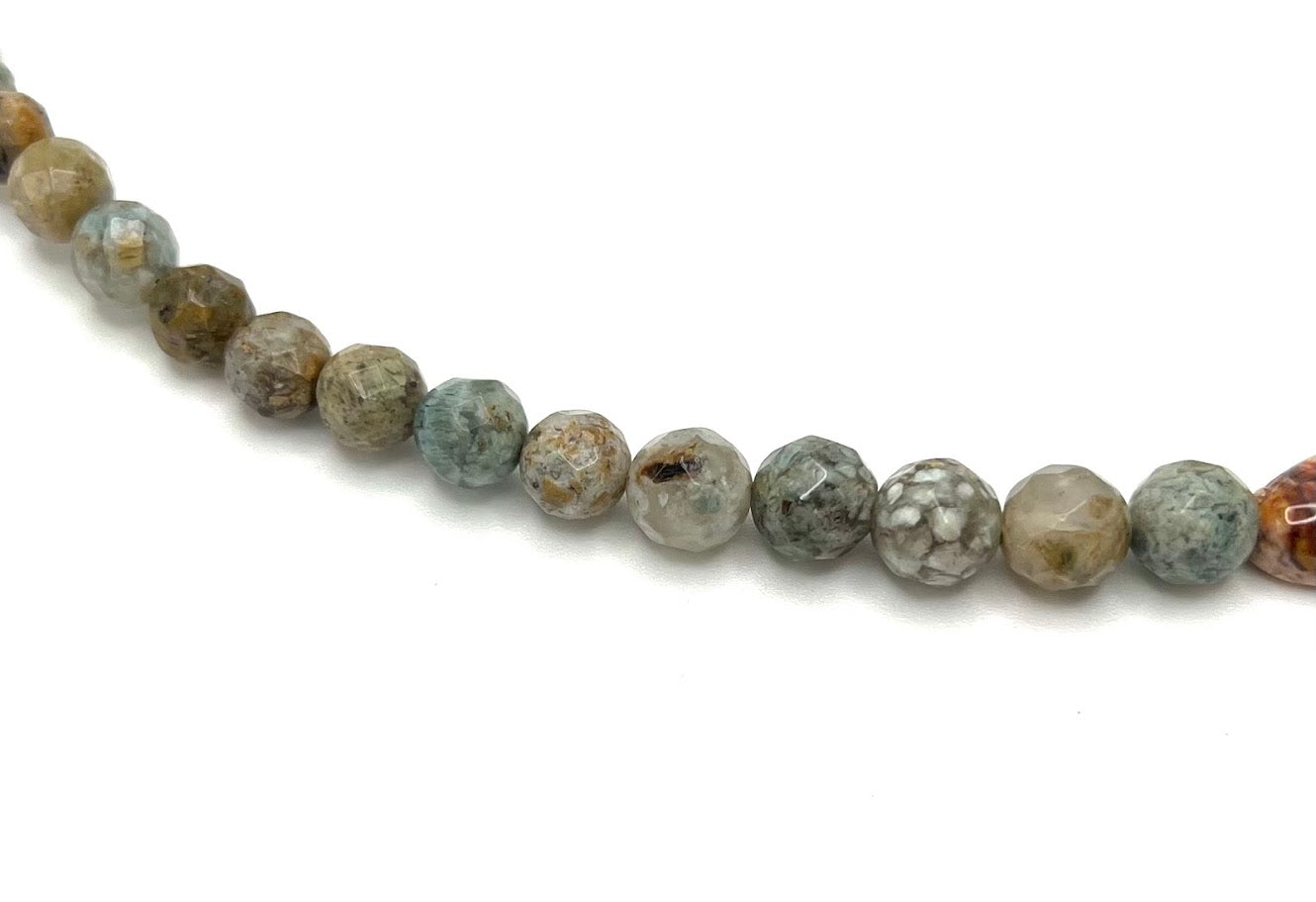 Jay King Shitake Cross Bib Beaded Sterling Silver Gemstone Necklace 18"