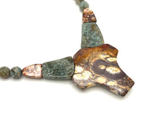 Jay King Shitake Cross Bib Beaded Sterling Silver Gemstone Necklace 18"