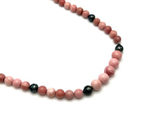 Jay King Pink Opal & South Sea Pearl Beaded Sterling Silver Necklace 18"