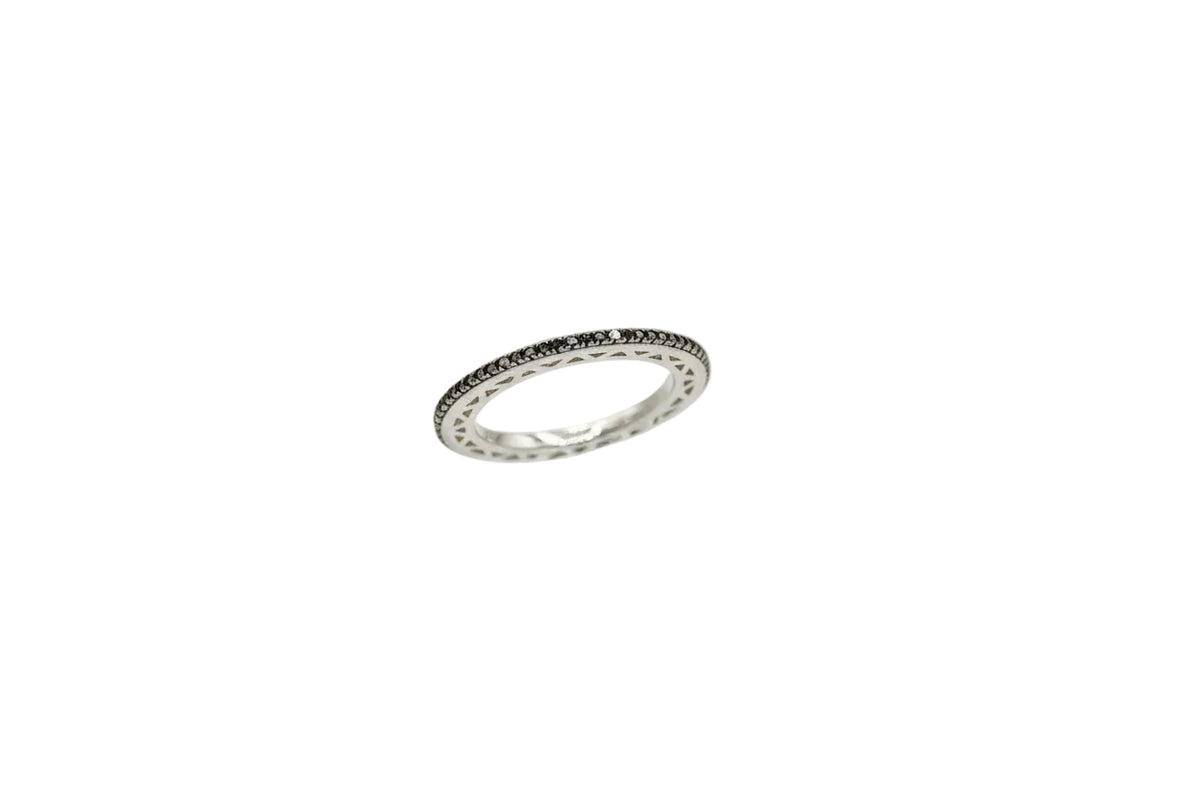 .25ctw Colored Black Diamond Sterling Silver Eternity Band Ring, Size 6