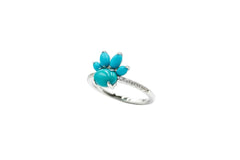 QVC Sterling Silver Oval Turquoise & Round Diamond Paw Print Ring, Size 7