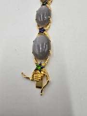 Colleen Lopez Sterling Silver Goldclad Gray Moonstone Muti-gems Station Bracelet, 7-3/4"